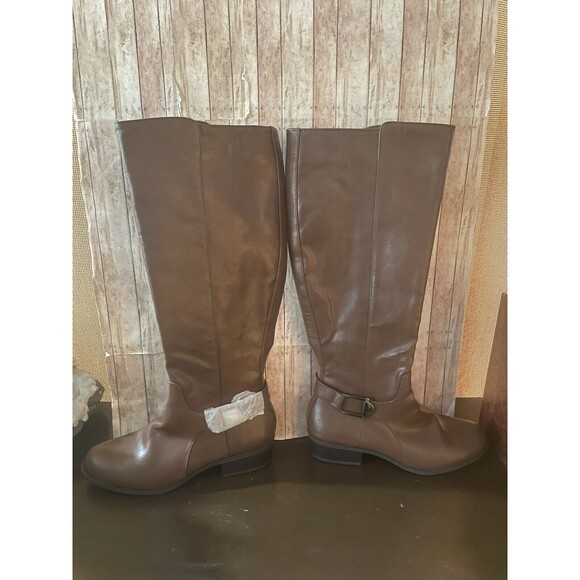 ALFANI Womens Brown Kallumm Almond Toe/Block Heel Zip-Up Riding Boot-Womens 7.5M - Picture 2 of 6